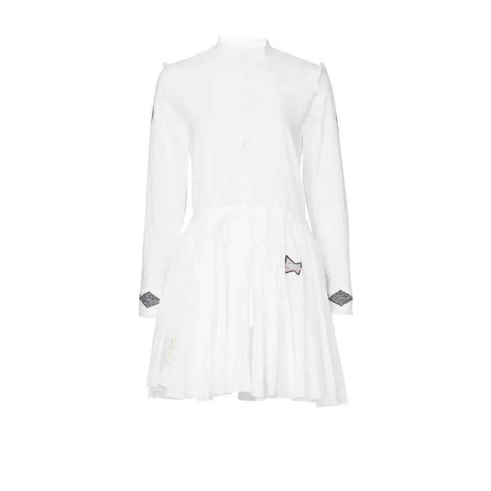 Zadig & Voltaire White Ranil Embroidered Cotton Mini Dress Size S